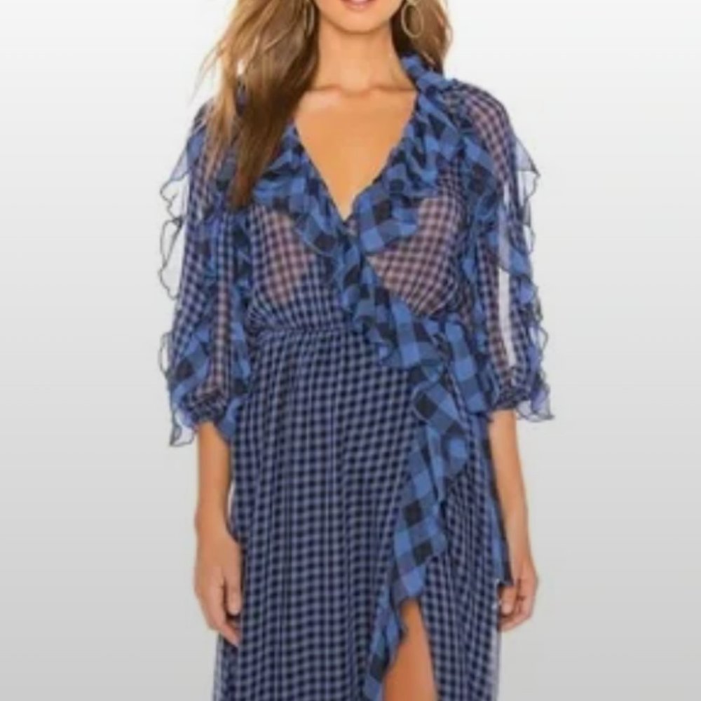Tularosa Alicia Gingham Wrap Maxi Dress